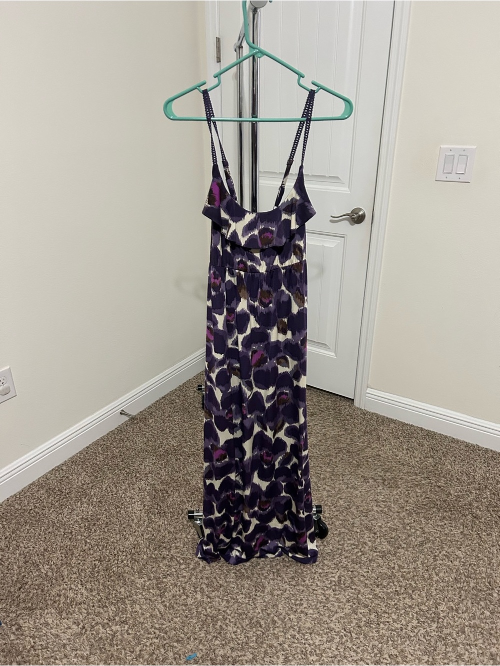 ELLE Purple and Cream Printed Maxi Dress